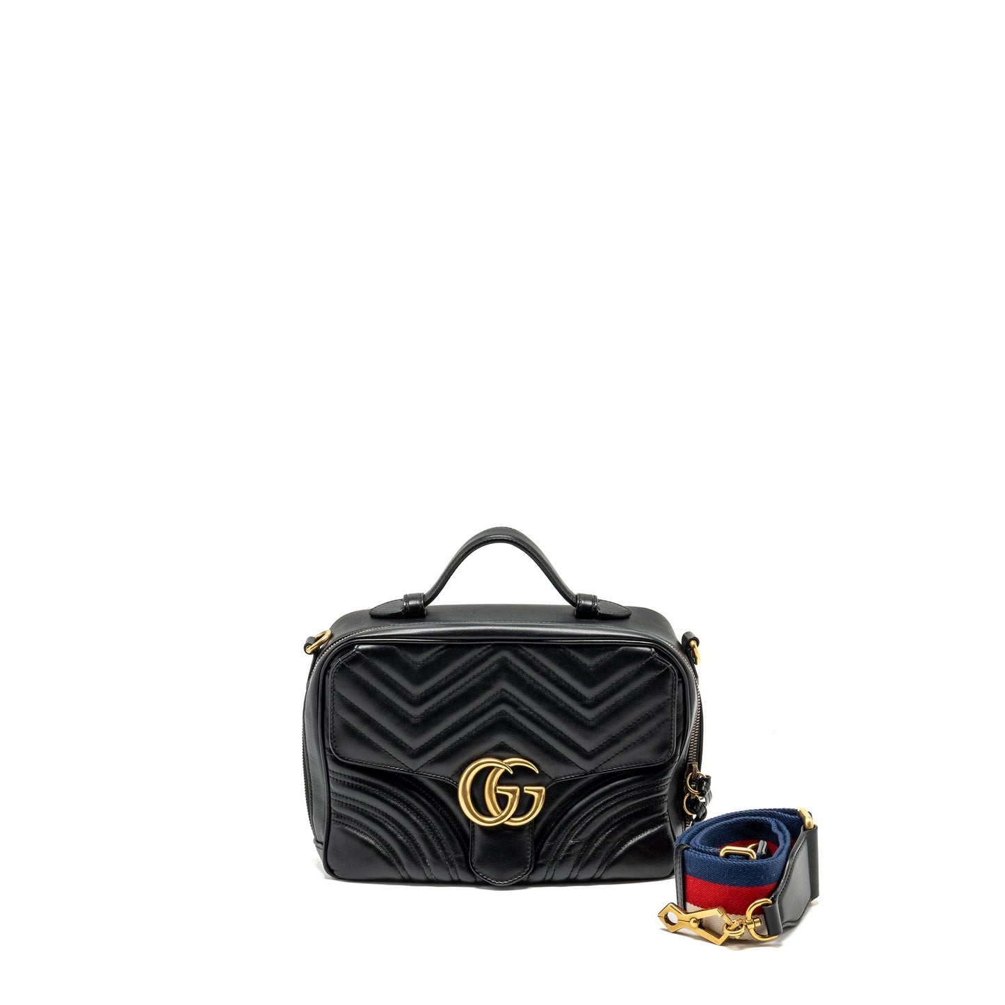 Gucci GG Marmont Zip Around Top handle camera bag calfskin black