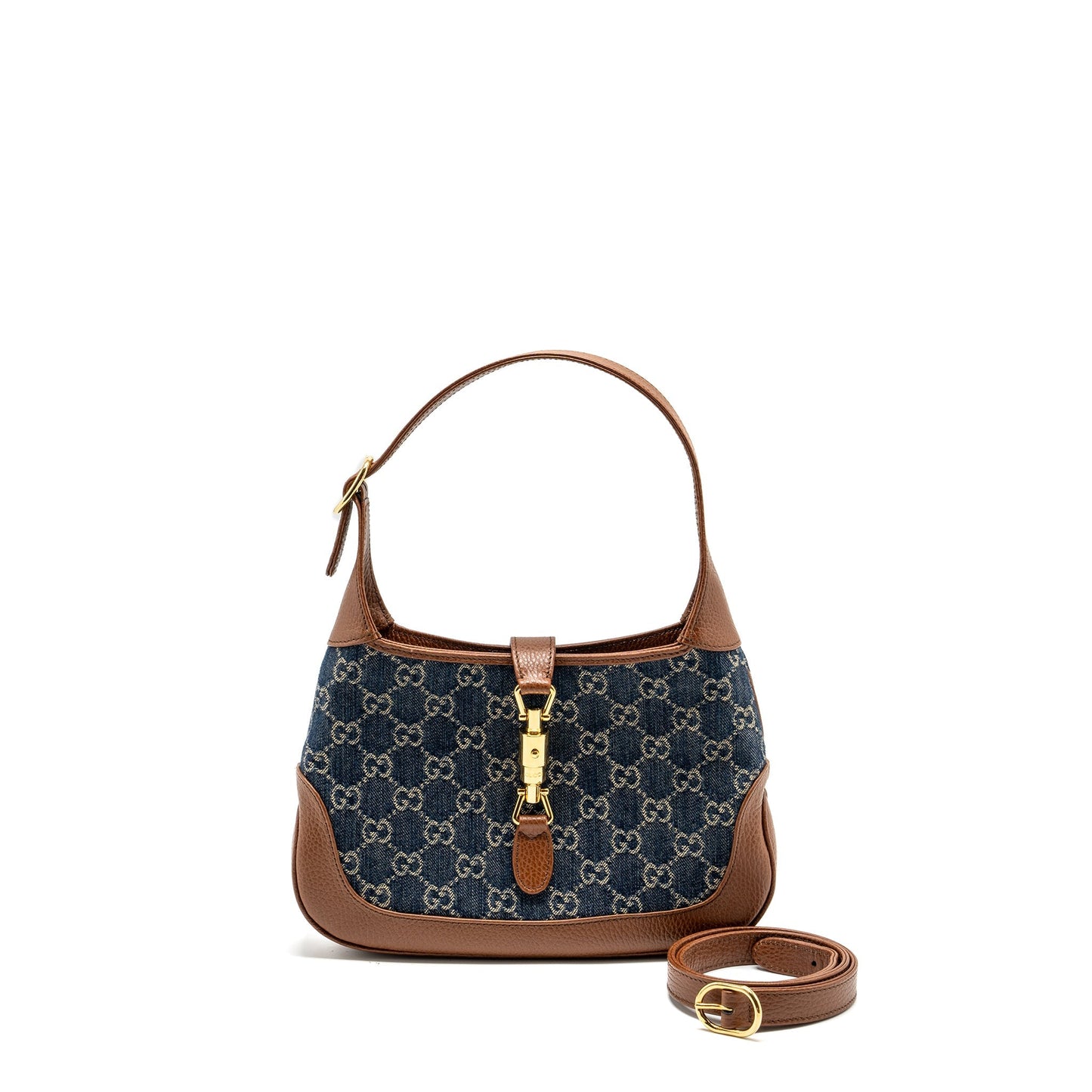 Gucci Jackie 1961 Small Shoulder Bag Denim/Leather Blue/Brown