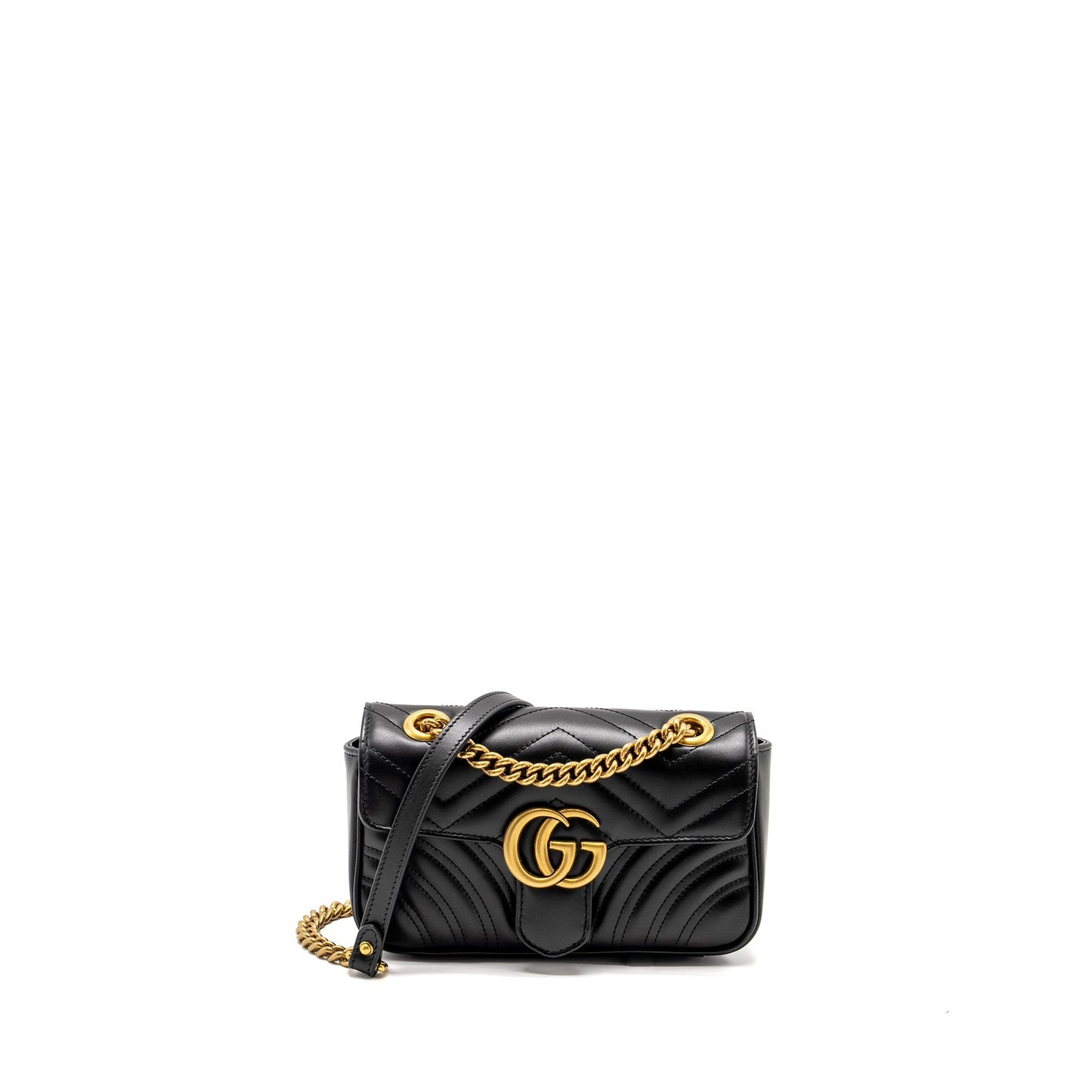 Gucci Mini GG Marmont Shoulder Bag Calfskin Black