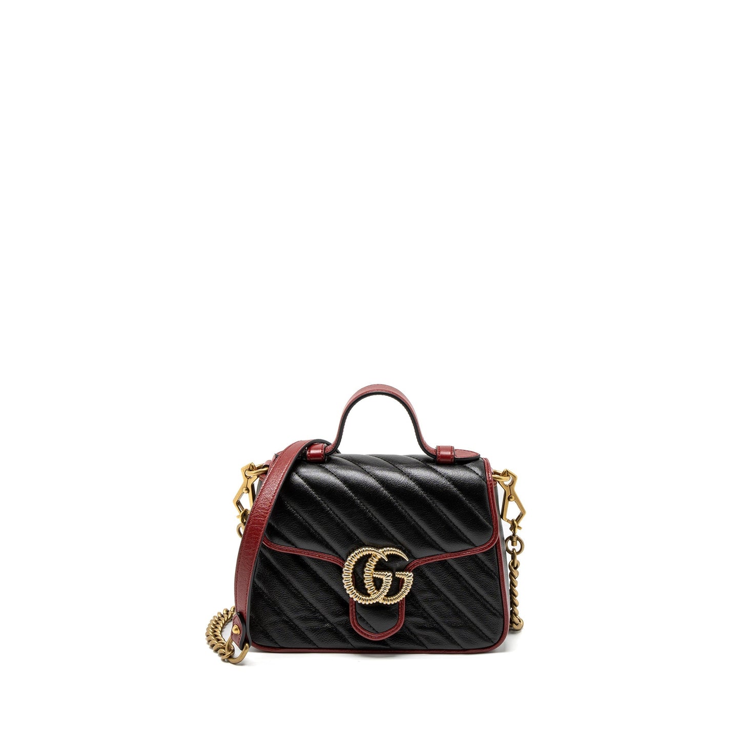 Gucci GG Marmont Mini Top Handle Bag Calfskin Black/Red
