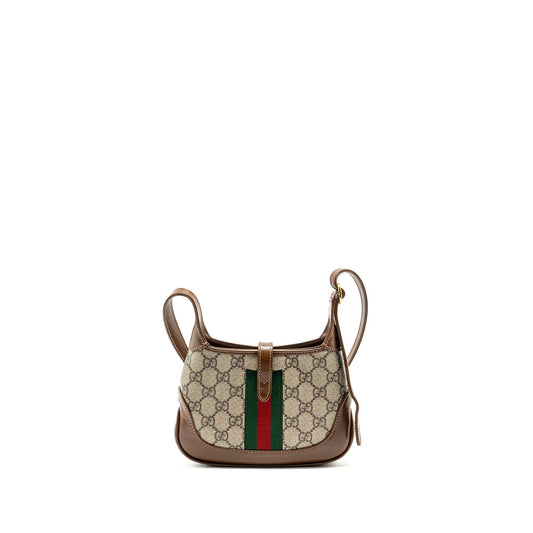 Gucci Jackie 1961 Mini Shoulder Bag GG Supreme Canvas/Calfskin Brown/Multicolour