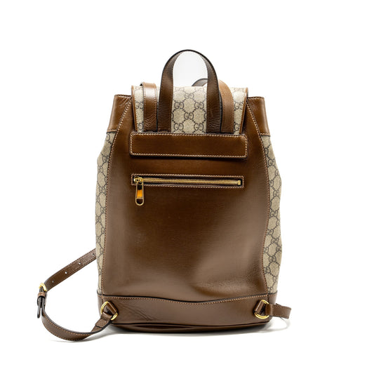 Gucci 1955 Horsebit backpack GG supreme canvas / calfskin brown