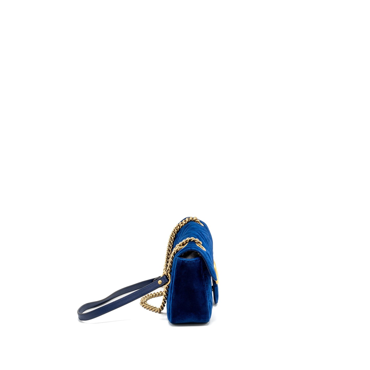Gucci Small GG Marmont Shoulder Bag Velvet Blue