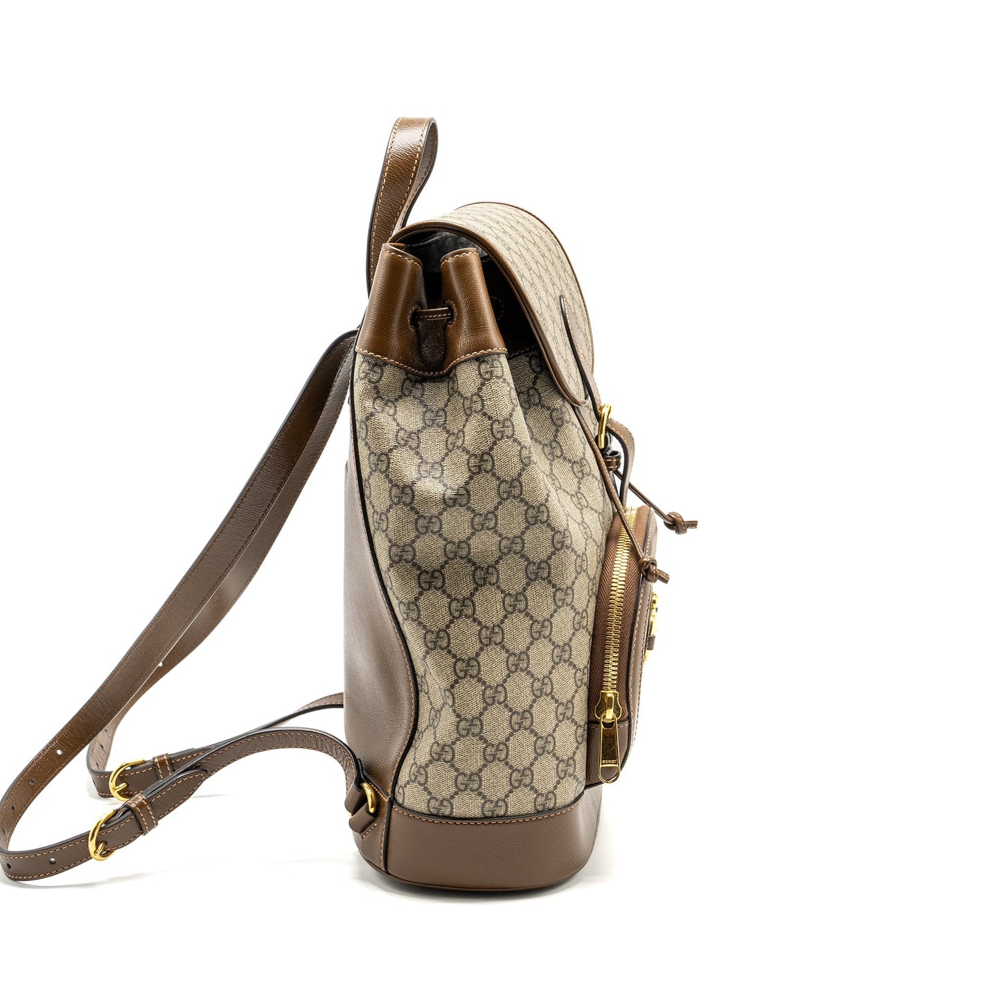 Gucci 1955 Horsebit backpack GG supreme canvas / calfskin brown