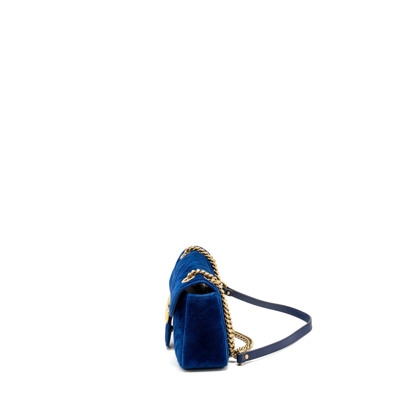 Gucci Small GG Marmont Shoulder Bag Velvet Blue