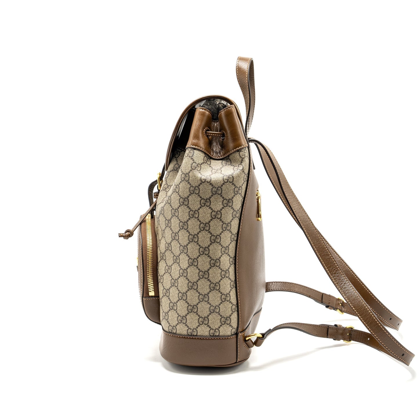 Gucci 1955 Horsebit backpack GG supreme canvas / calfskin brown