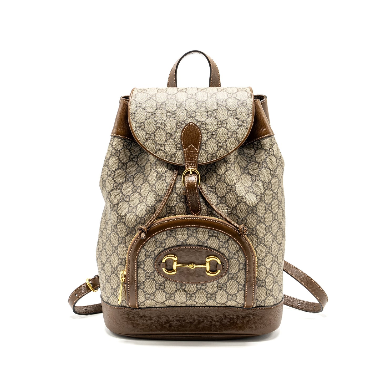 Gucci 1955 Horsebit backpack GG supreme canvas / calfskin brown