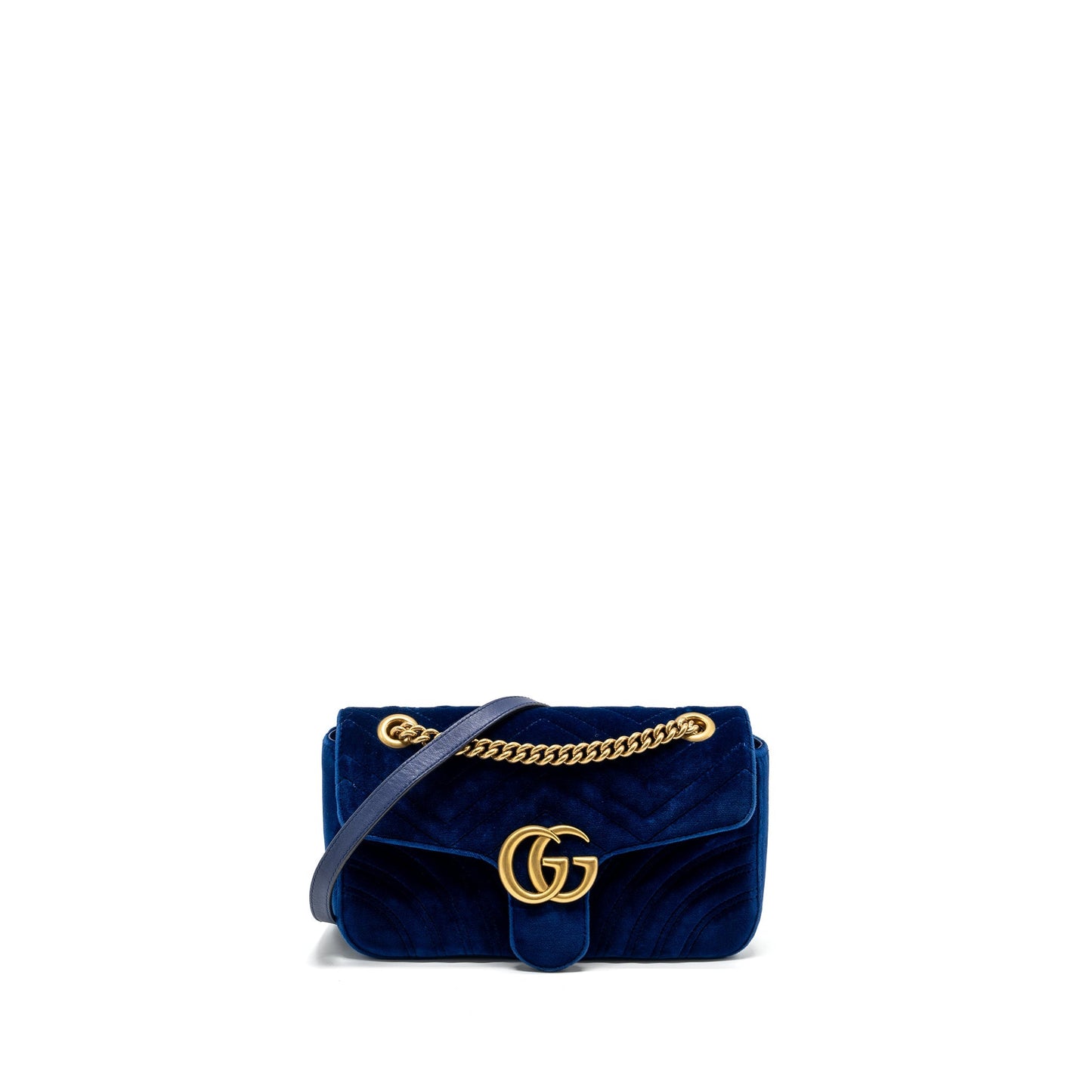Gucci Small GG Marmont Shoulder Bag Velvet Blue
