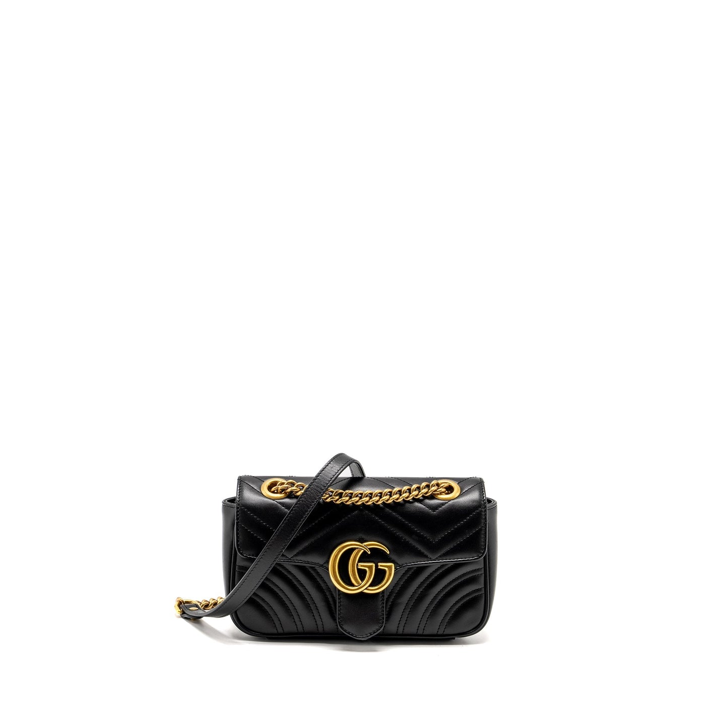 Gucci Mini GG Marmont Shoulder Bag Calfskin Black