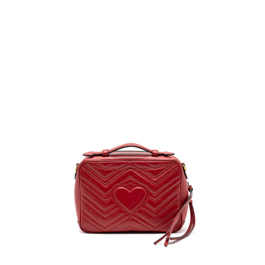 Gucci GG Marmont Matelasse Shoulder Bag Calfskin Red