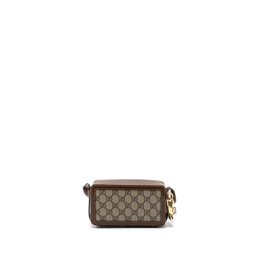 GUCCI MINI CROSSBODY BOX BAG INTERLOCKING GG Supreme CANVAS / LEATHER