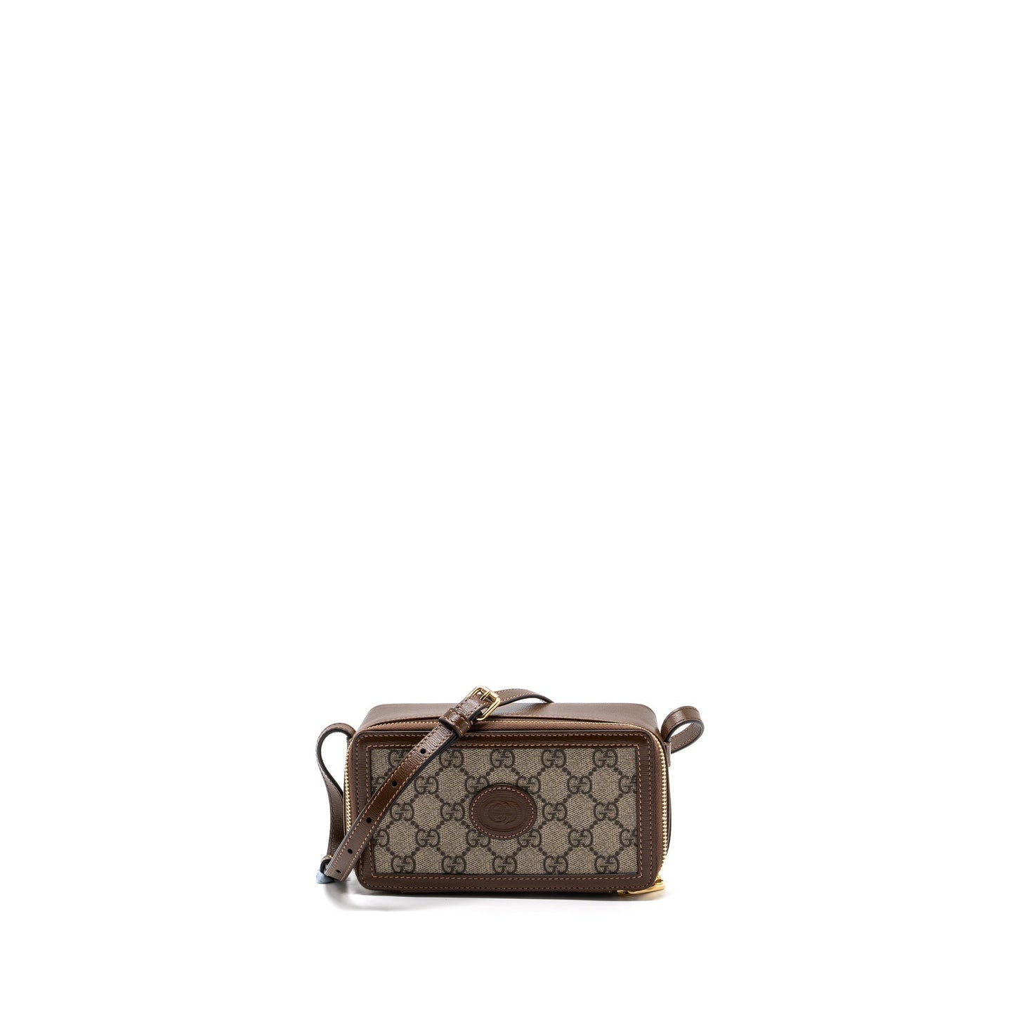 GUCCI MINI CROSSBODY BOX BAG INTERLOCKING GG Supreme CANVAS / LEATHER