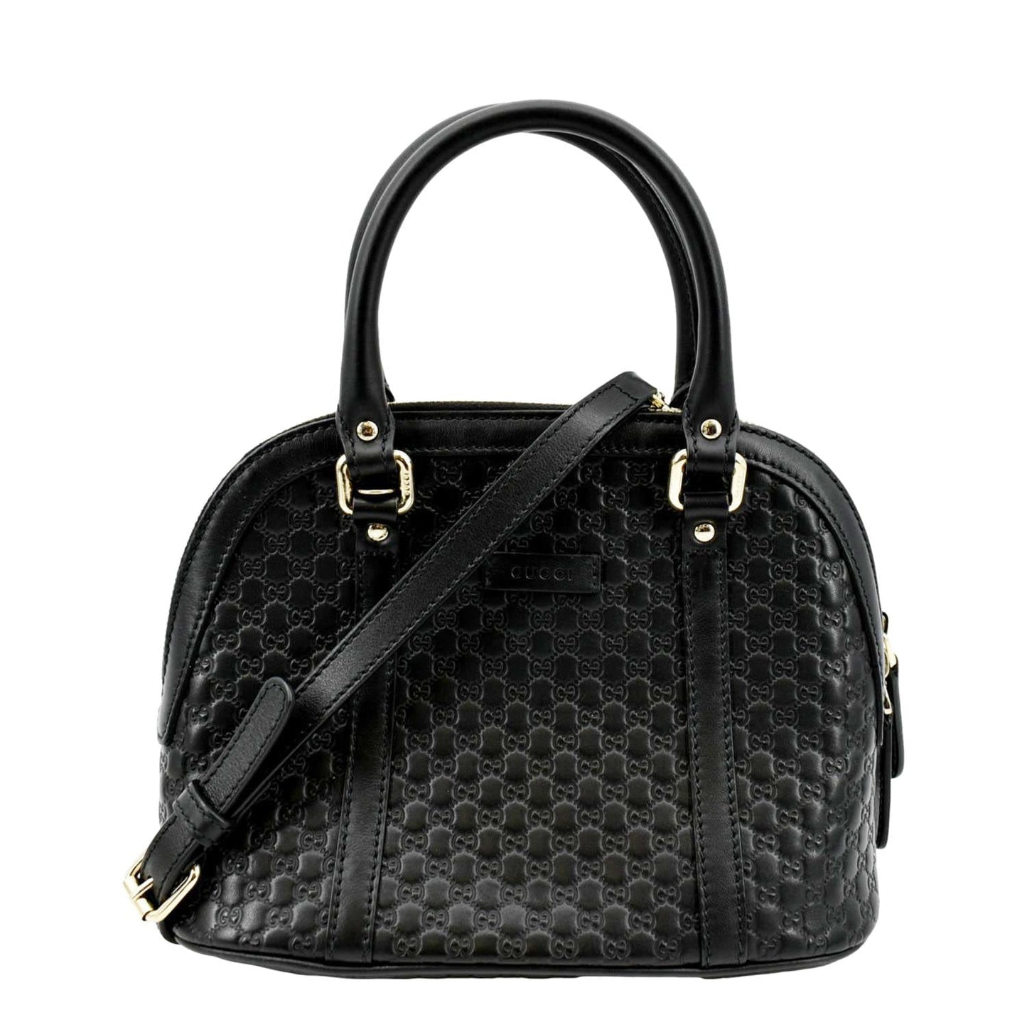 GUCCI Mini Dome Leather Crossbody Bag Black 449654