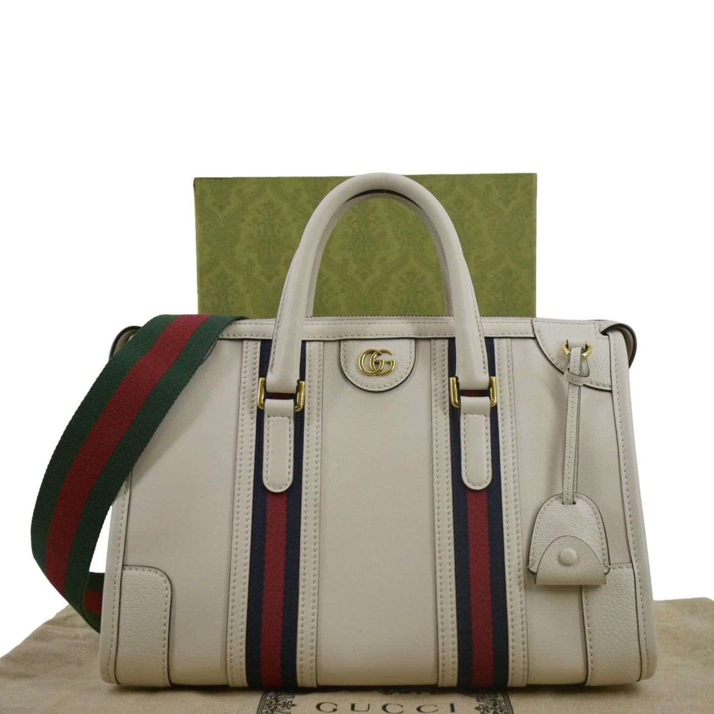 GUCCI Medium Top Handle Leather Shoulder Bag White 715666
