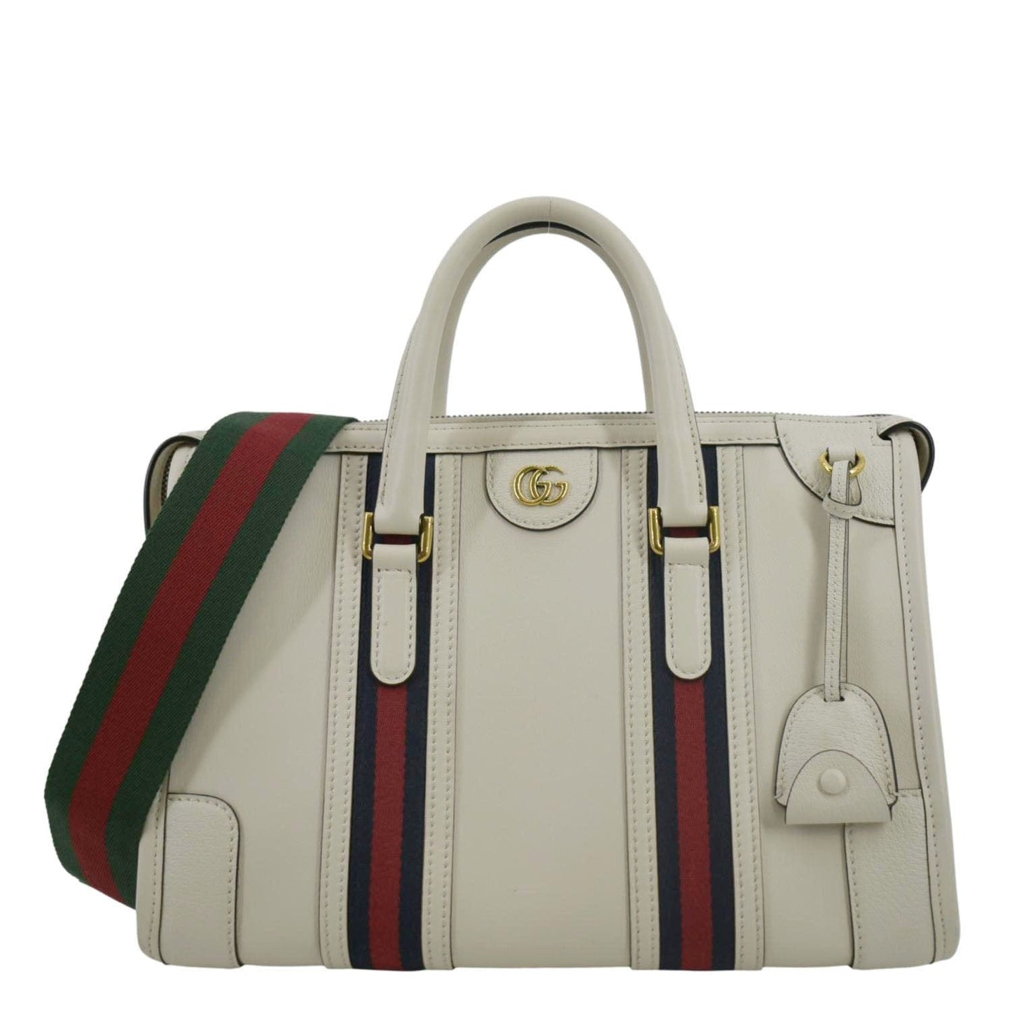 GUCCI Medium Top Handle Leather Shoulder Bag White 715666