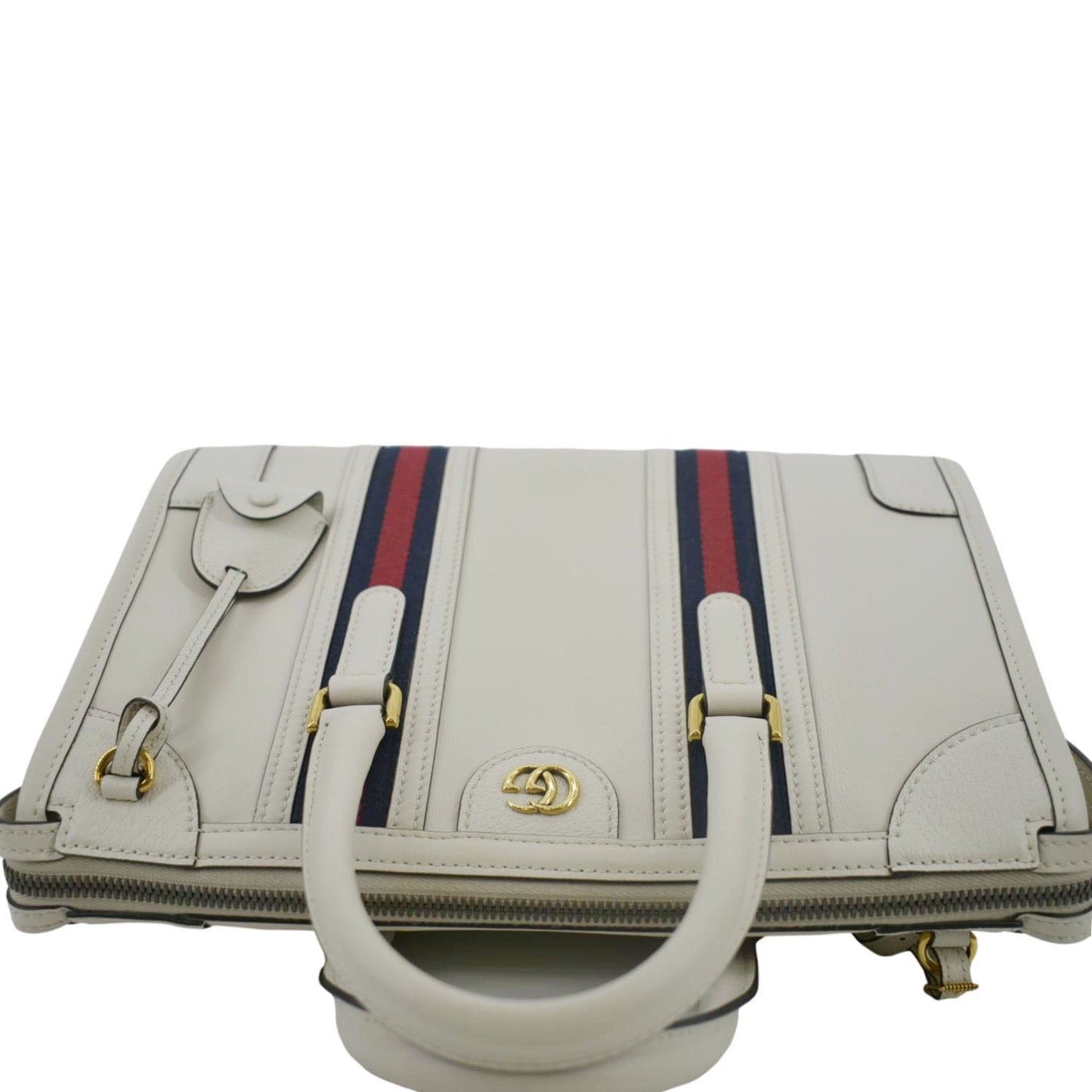 GUCCI Medium Top Handle Leather Shoulder Bag White 715666
