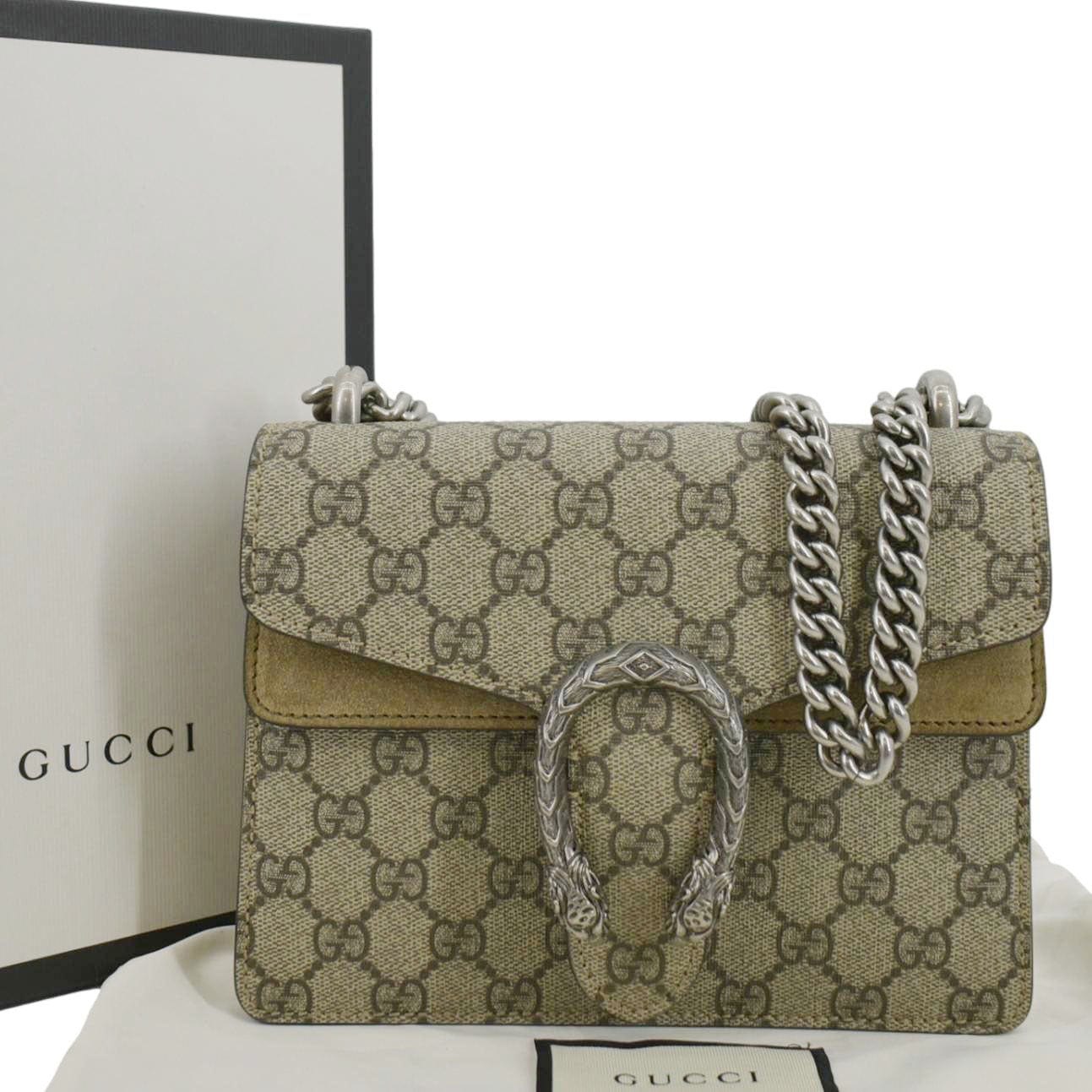 GUCCI Dionysus Mini GG Supreme Canvas Crossbody Bag Beige 421970