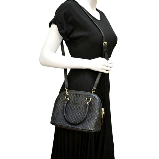 GUCCI Mini Dome Leather Crossbody Bag Black 449654