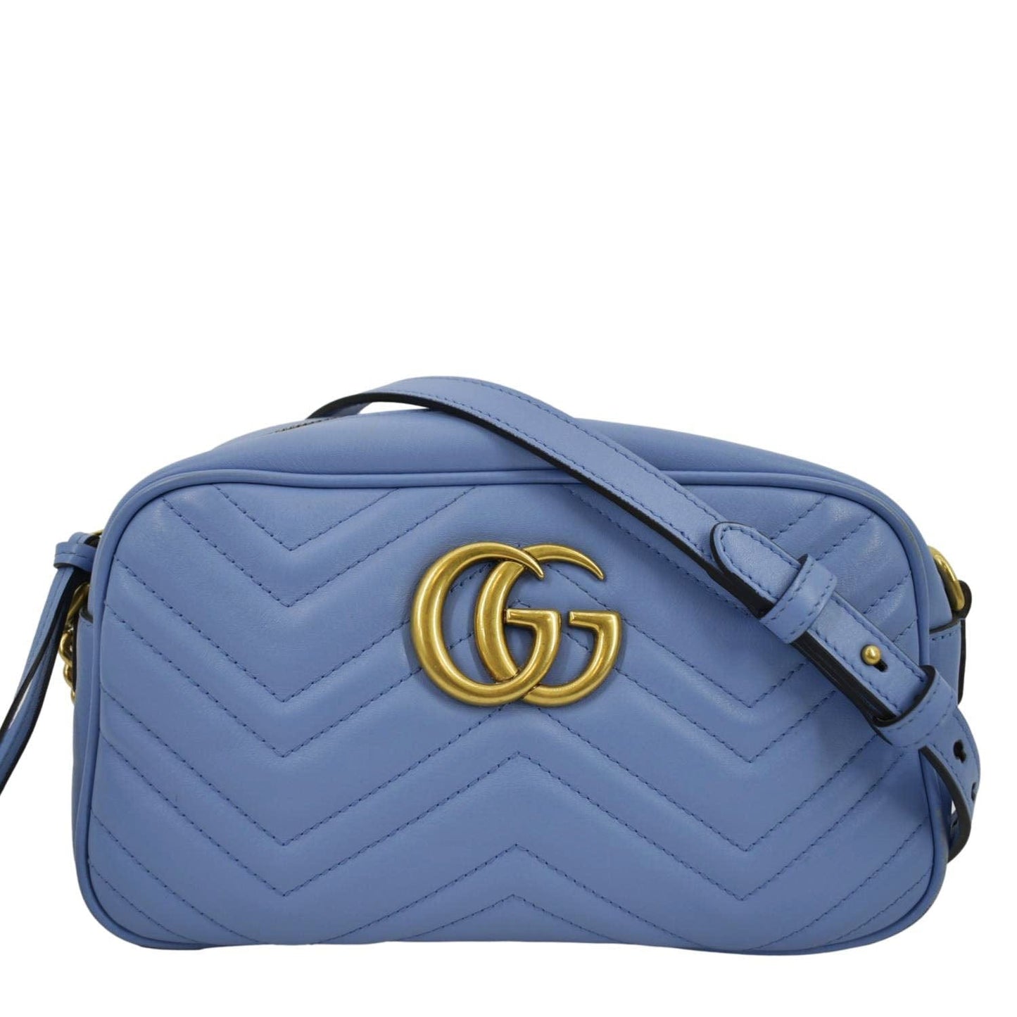 GUCCI GG Marmont Matelasse Leather Crossbody Bag Light Blue 447632