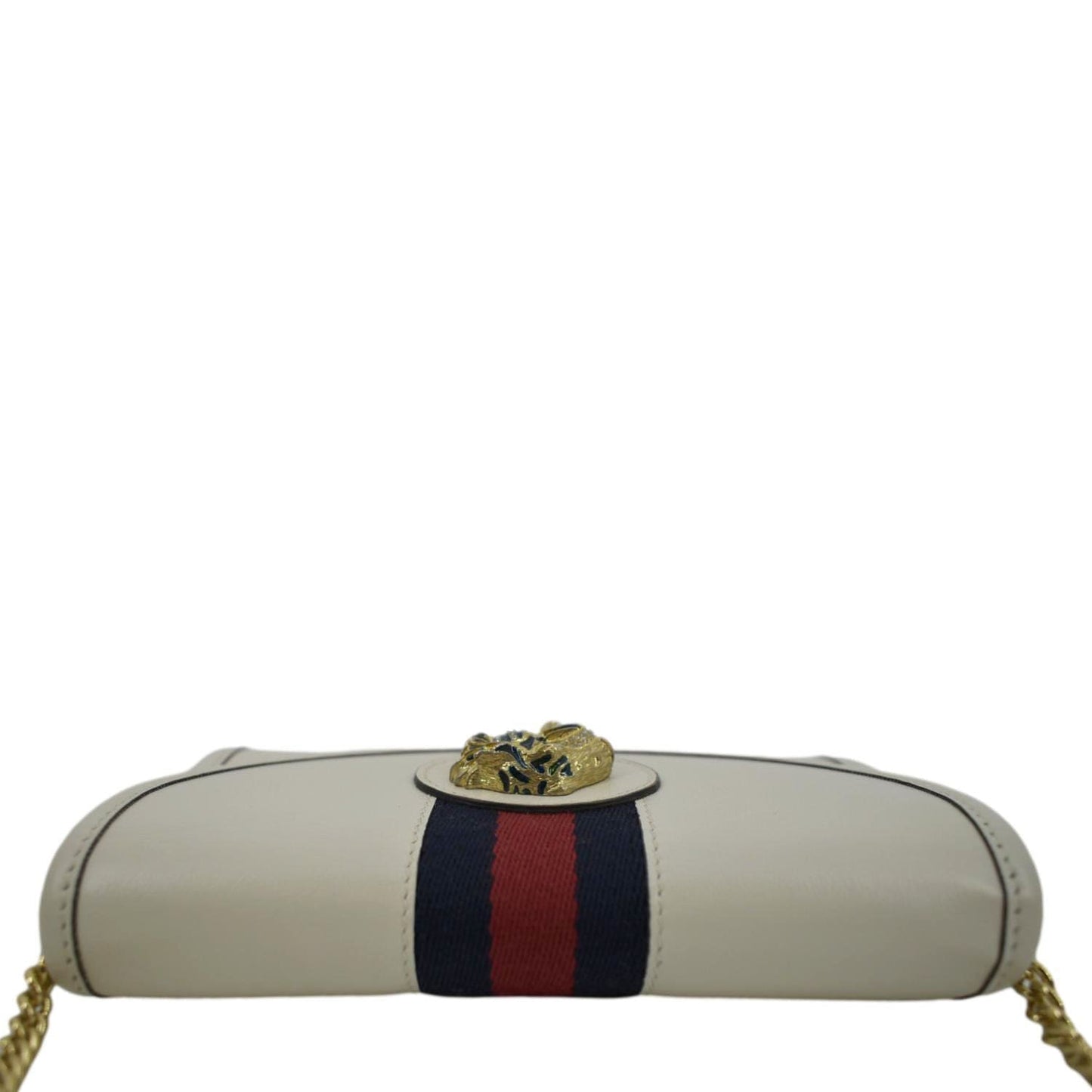 GUCCI Rajah Mini Leather Chain Shoulder Bag White 573797