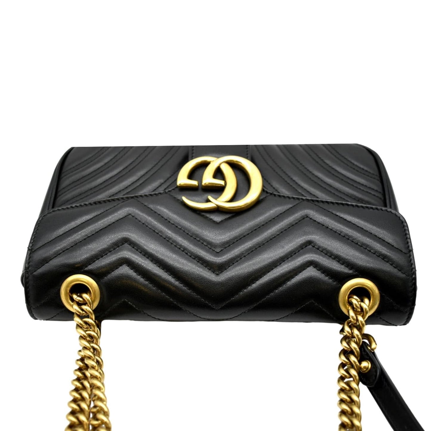 GUCCI GG Marmont Small Matelasse Leather Crossbody Bag Black 443497