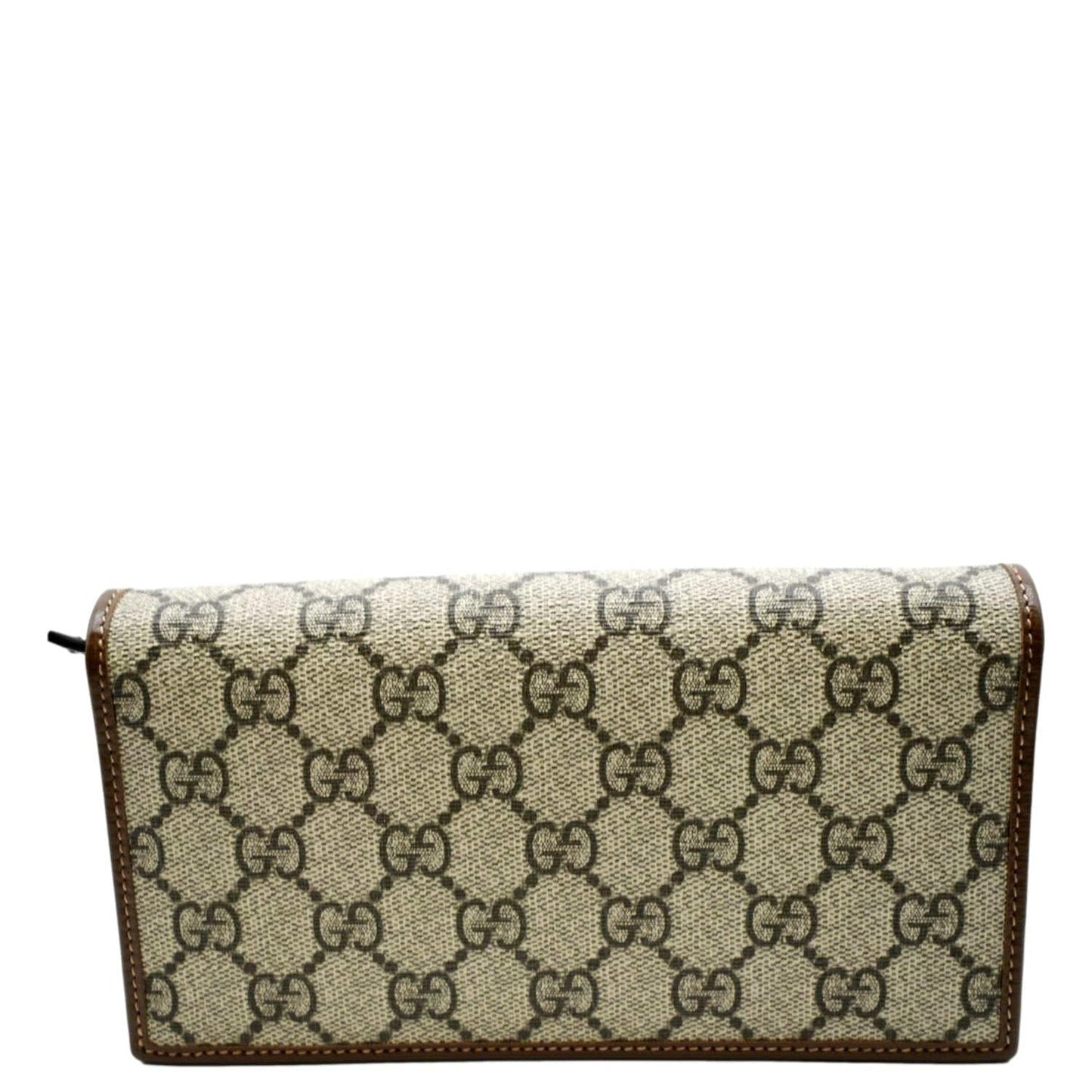 GUCCI Horsebit 1955 GG Supreme Canvas Crossbody Chain Wallet Beige 621392