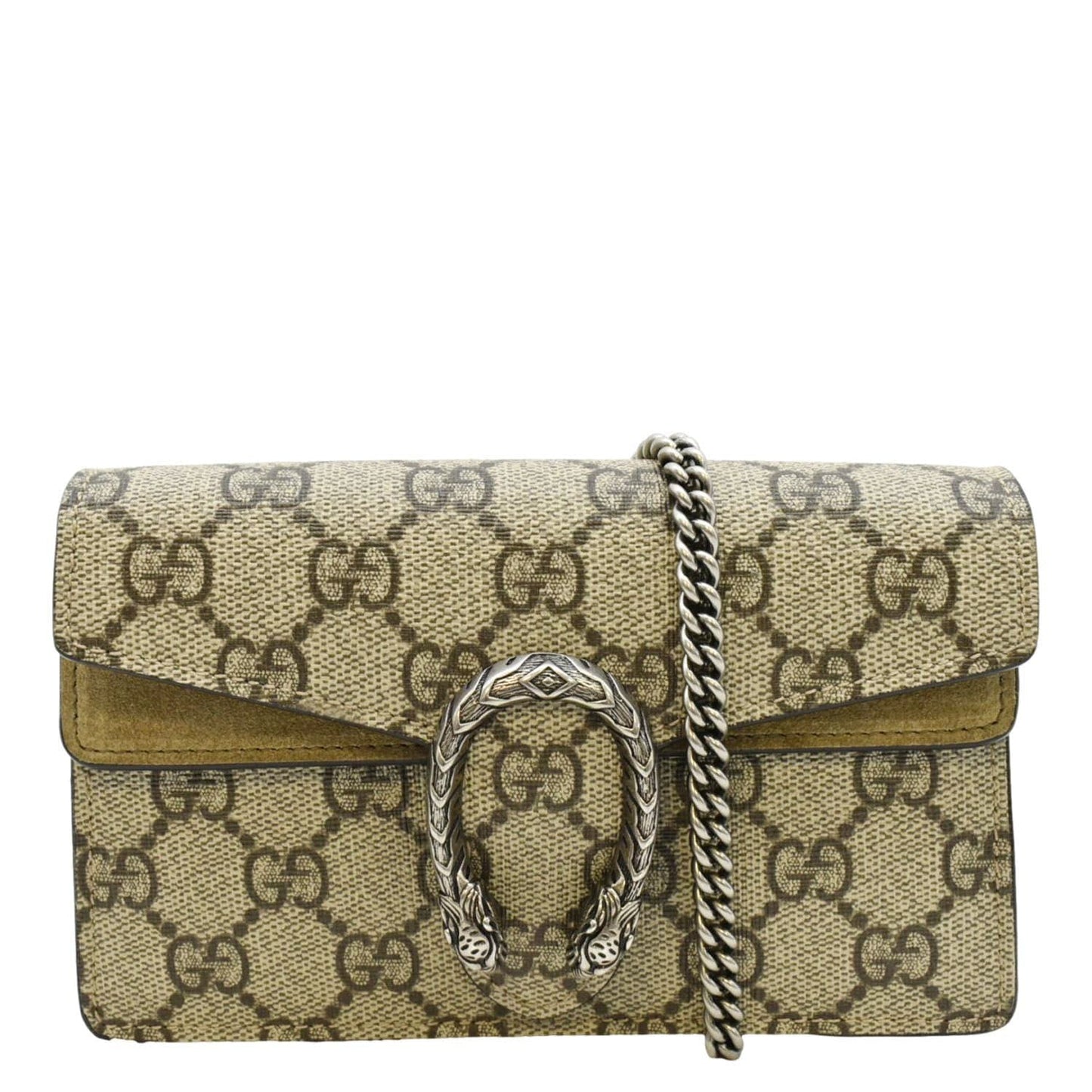 GUCCI Dionysus Super Mini GG Supreme Canvas Crossbody Bag Taupe 476432