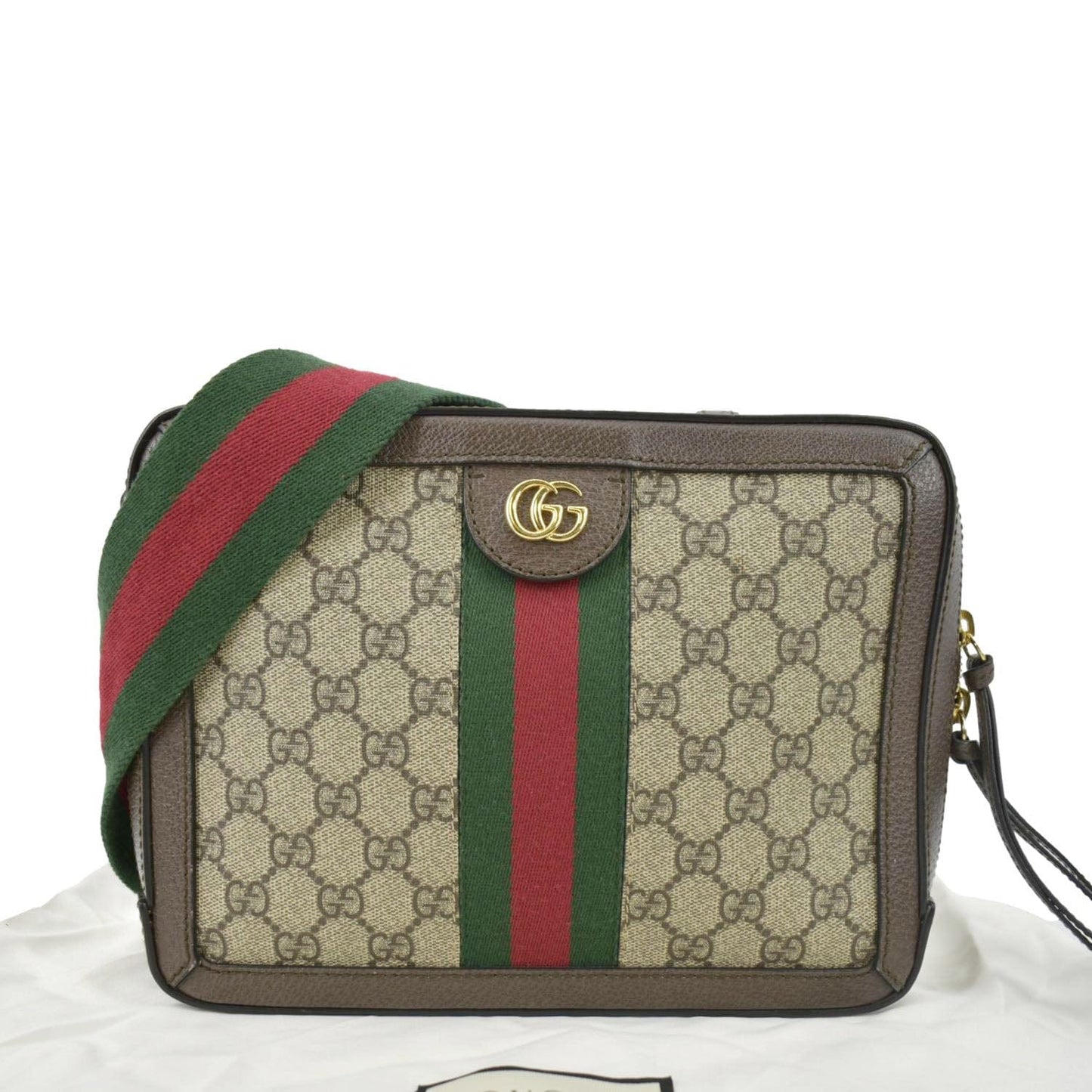GUCCI Ophidia Web Small GG Supreme Canvas Shoulder Bag Beige 550622