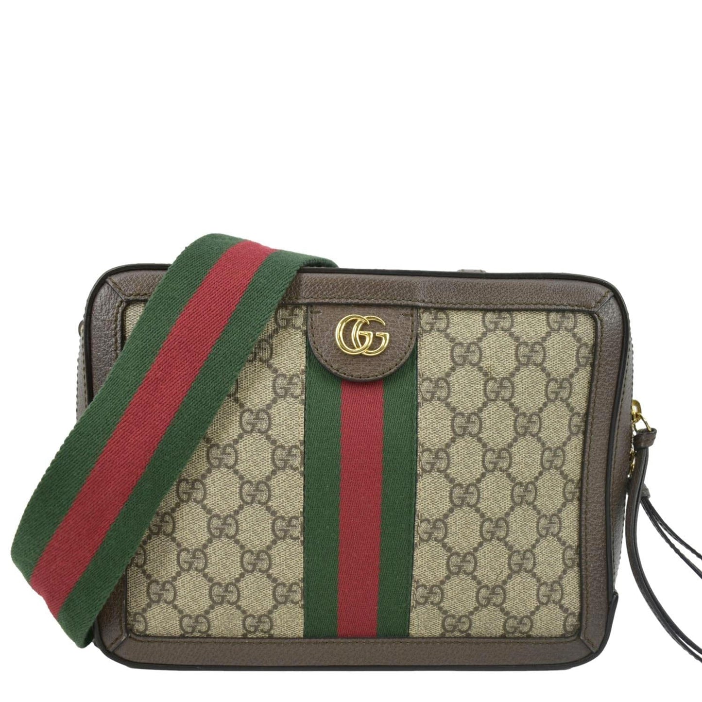 GUCCI Ophidia Web Small GG Supreme Canvas Shoulder Bag Beige 550622