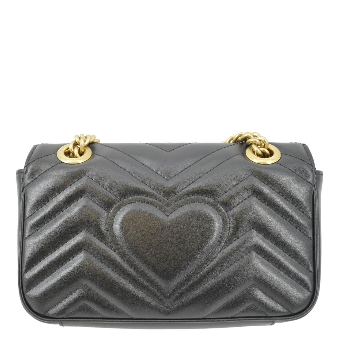 GUCCI GG Marmont Mini Leather Shoulder Bag Black 446744