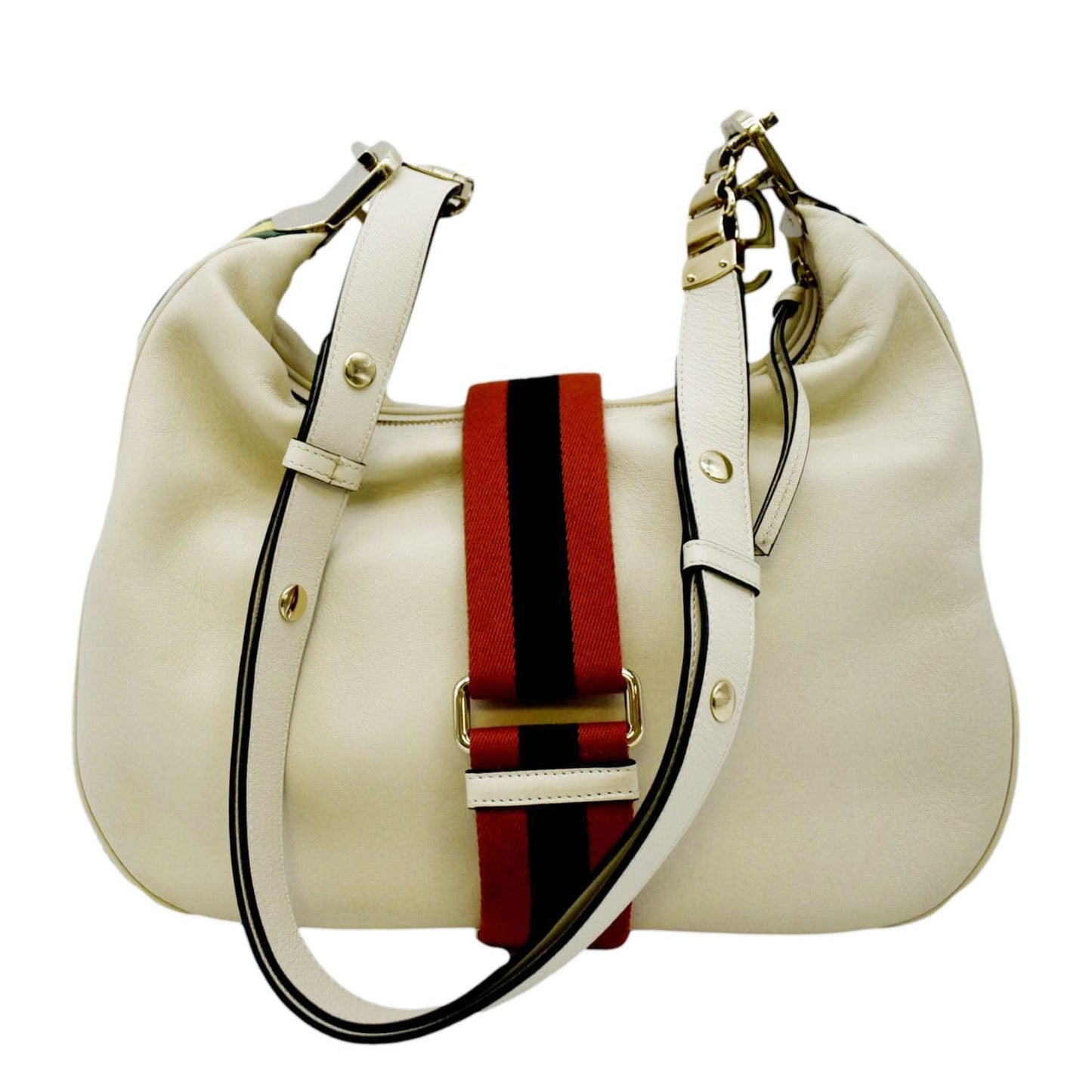 GUCCI Large Attache Leather Shoulder Bag Ivory 702823