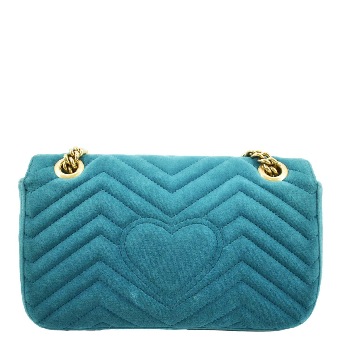 GUCCI GG Marmont Small Velvet Shoulder Bag Turquoise 443497