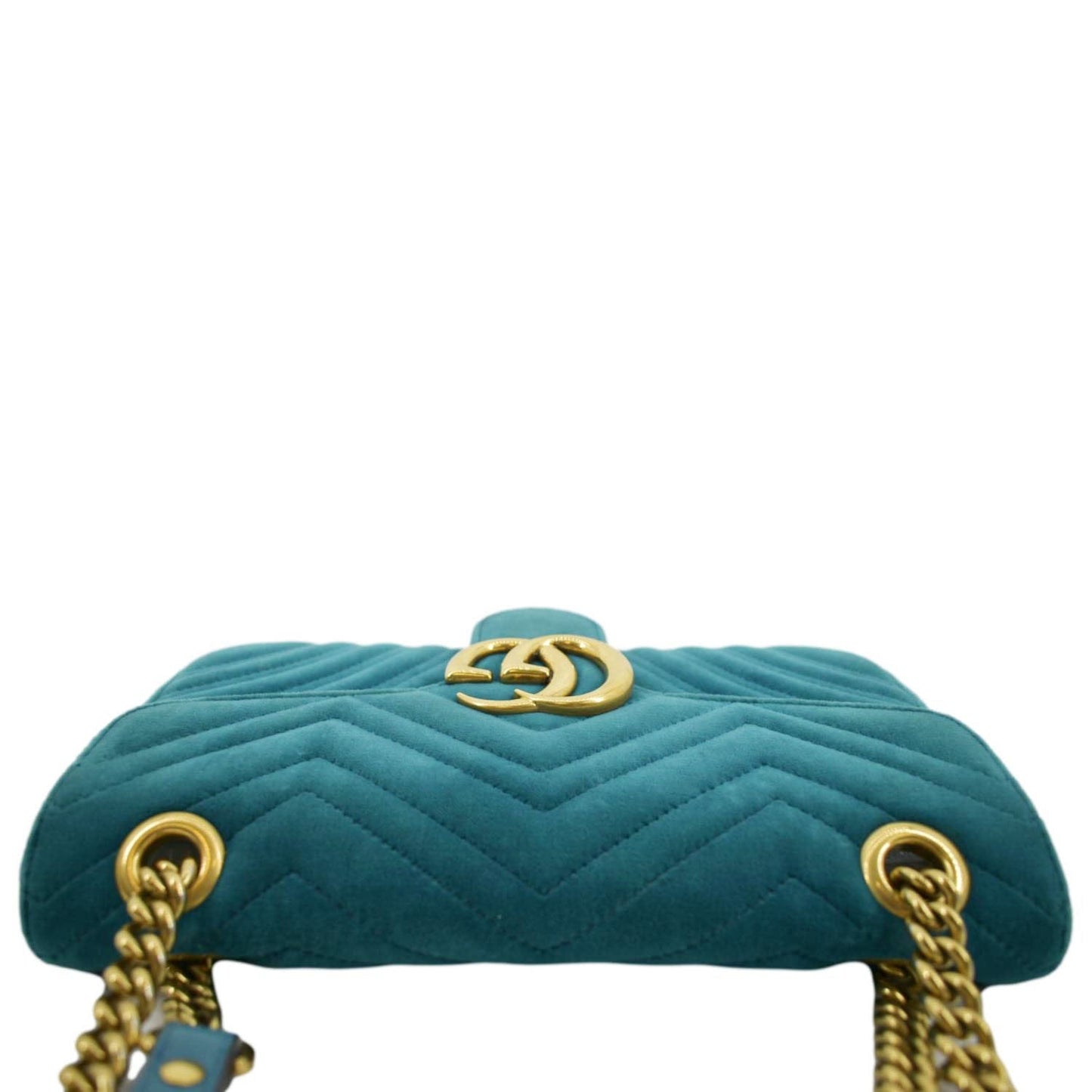 GUCCI GG Marmont Small Velvet Shoulder Bag Turquoise 443497