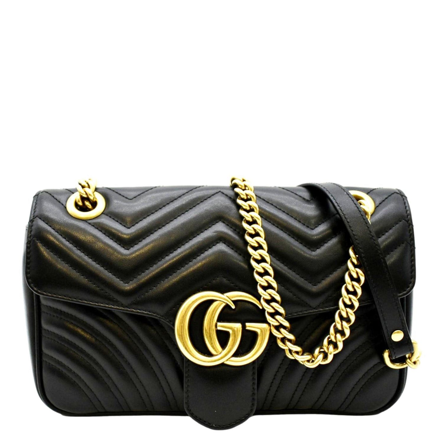 GUCCI GG Marmont Small Matelasse Leather Crossbody Bag Black 443497