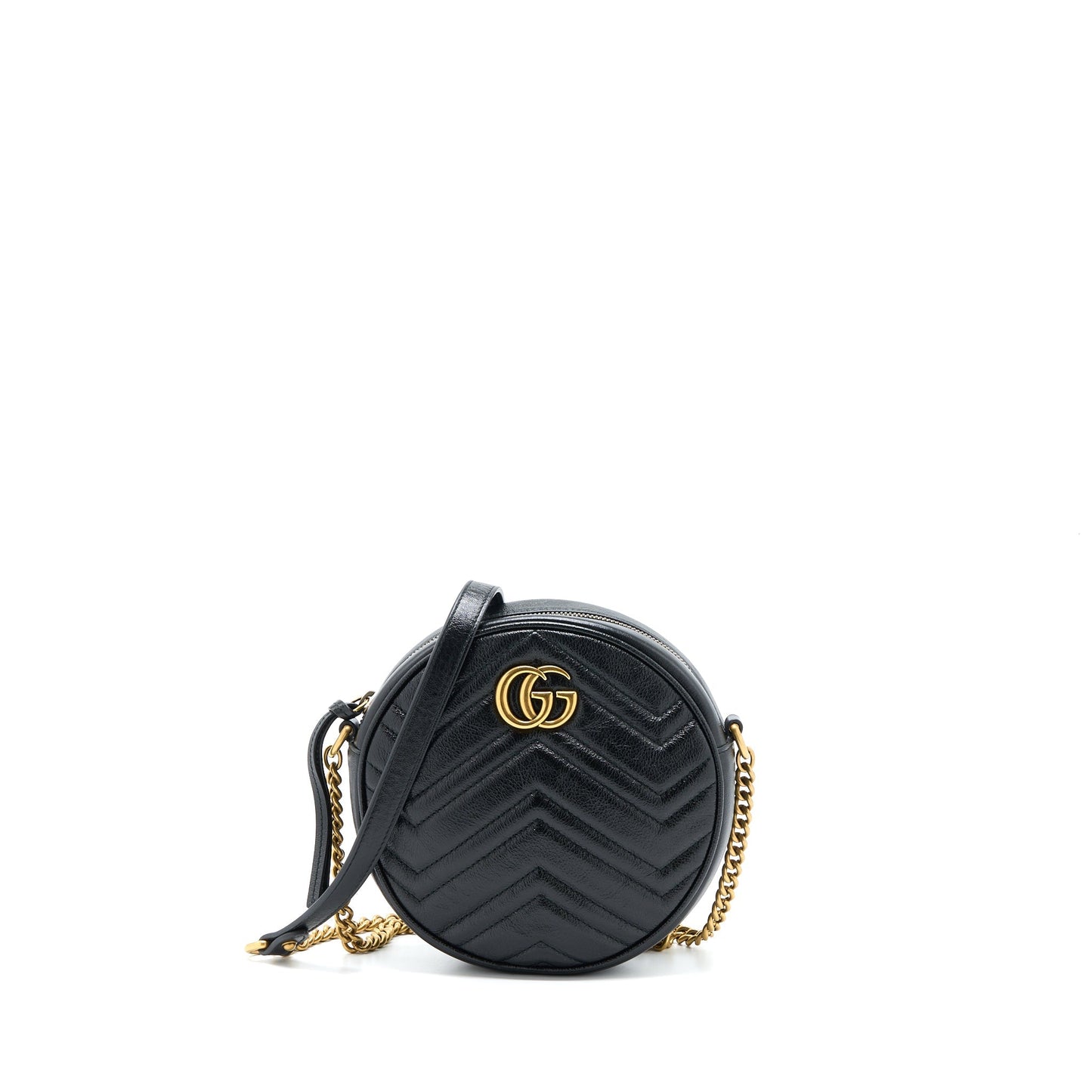 Gucci GG Mormont Round Shoulder Bag Calfskin Black