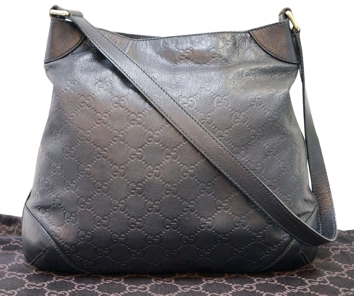 GUCCI GG Guccissima Leather Black Shoulder Bag 248272