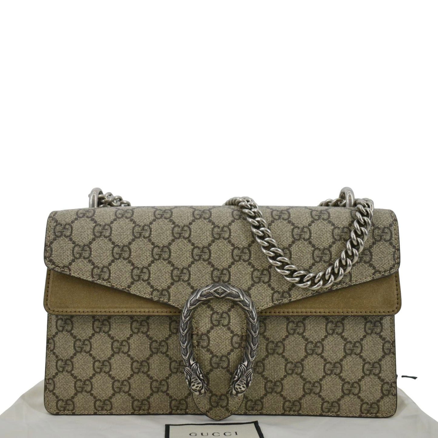 GUCCI Dionysus Small GG Supreme Canvas Shoulder Bag Beige 400249