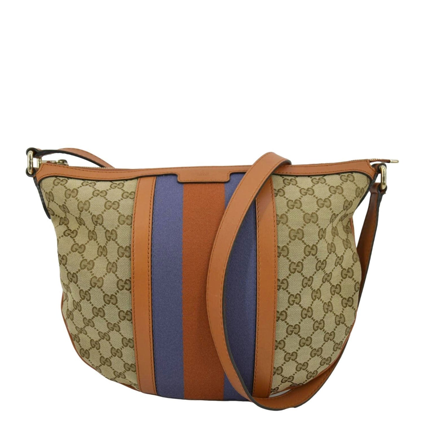 GUCCI Half Moon Vintage Web GG Canvas Shoulder Bag Beige 257082