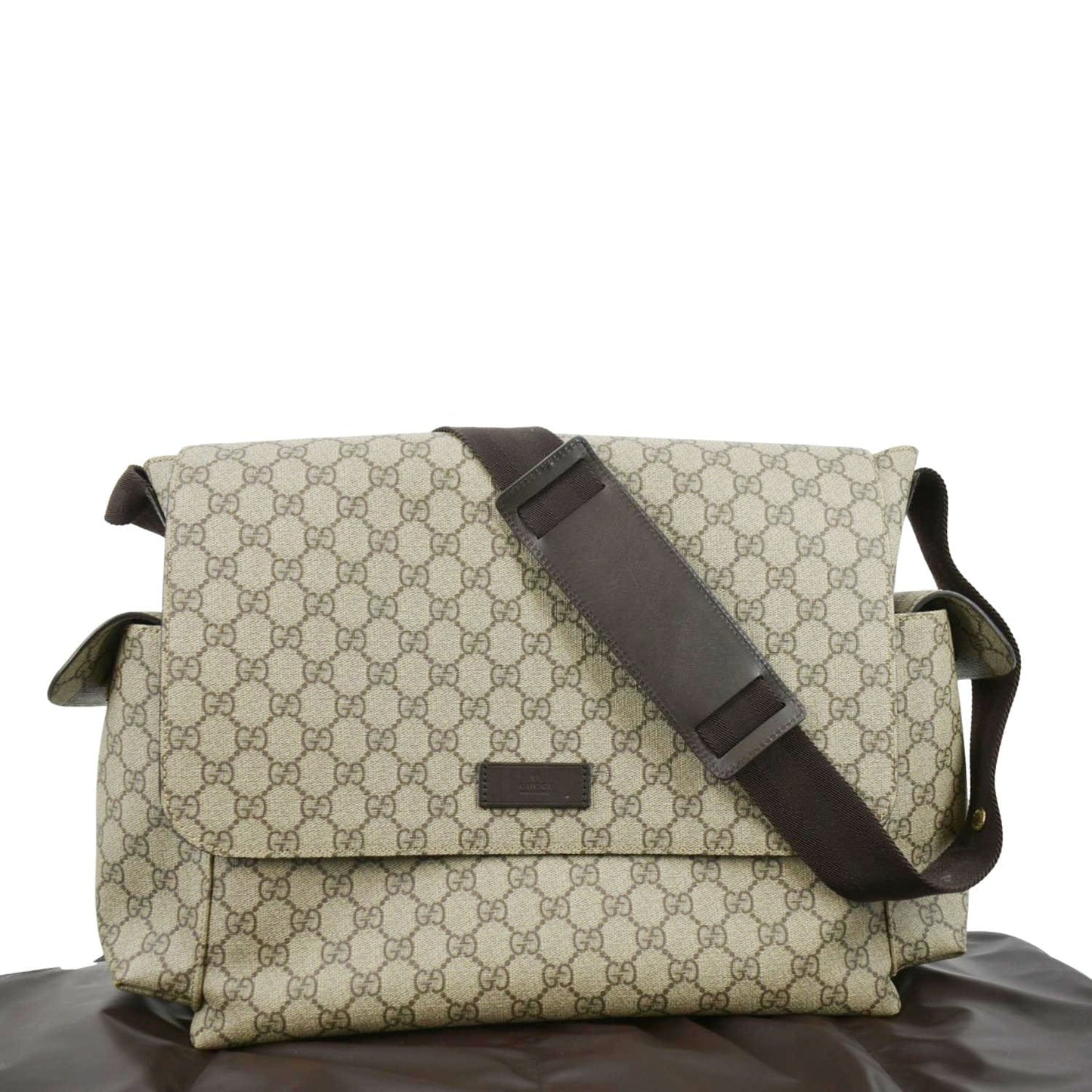 GUCCI Diaper GG Canvas Shoulder Bag Beige 211131