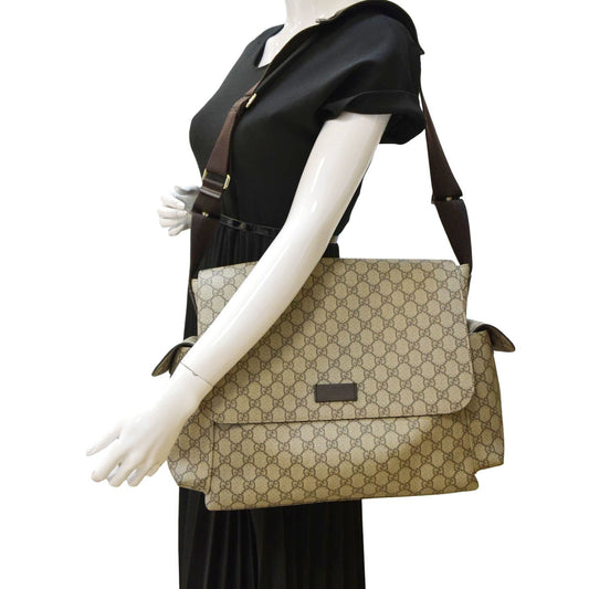 GUCCI Diaper GG Canvas Shoulder Bag Beige 211131