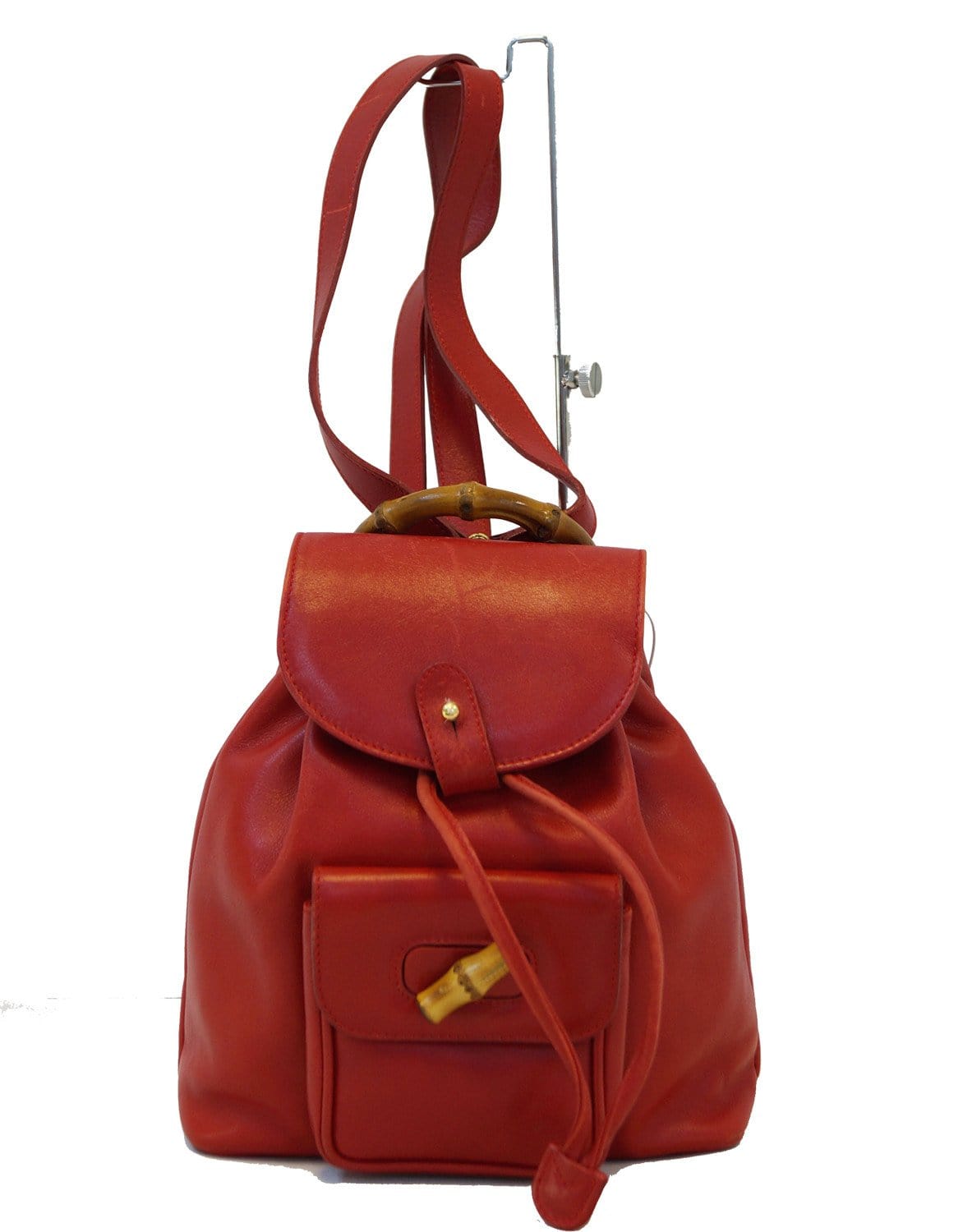 GUCCI Bamboo Leather Red Backpack Bag
