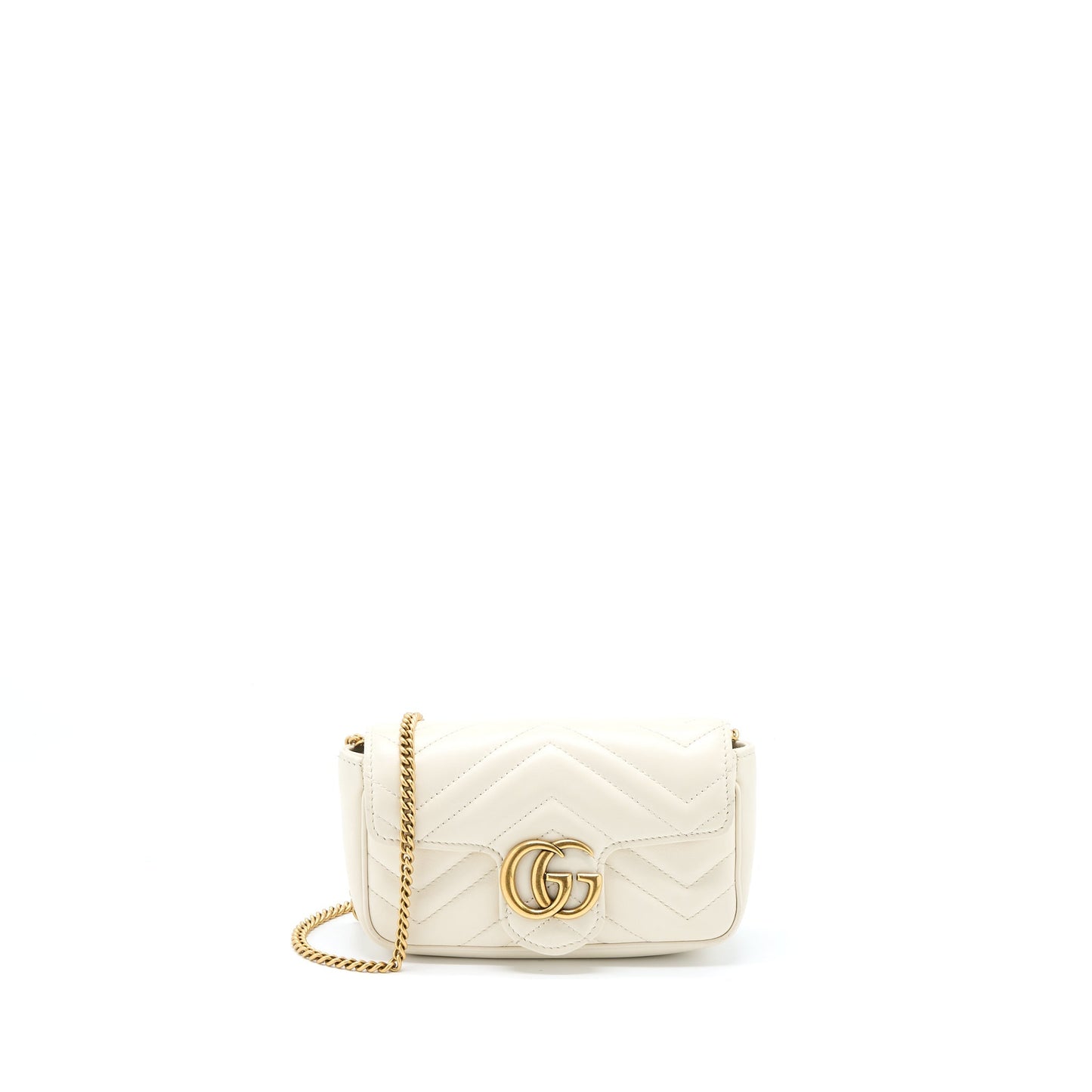 Gucci GG Marmont Super Mini Bag Matelass� White Brushed