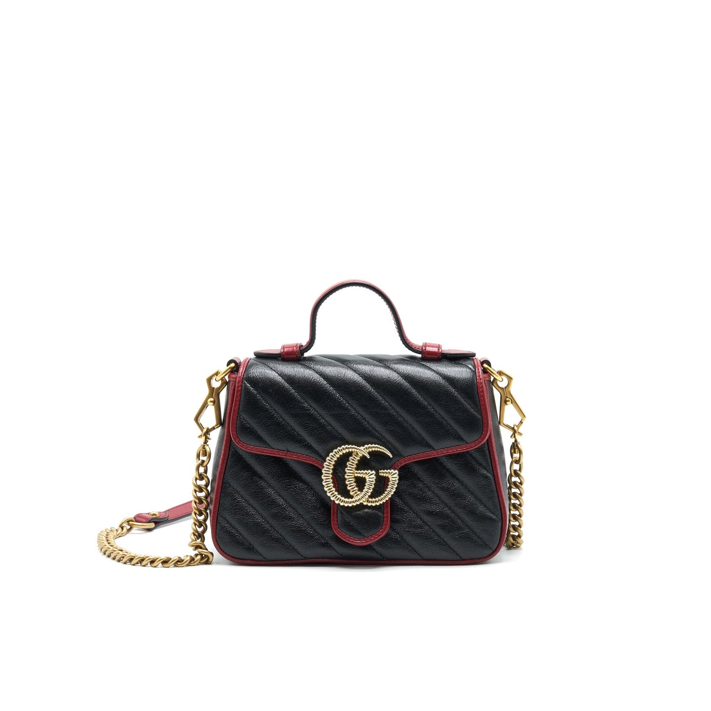 GUCCI GG MARMONT MINI TOP HANDLE BAG BLACK