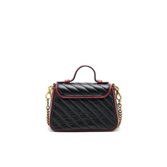 GUCCI GG MARMONT MINI TOP HANDLE BAG BLACK