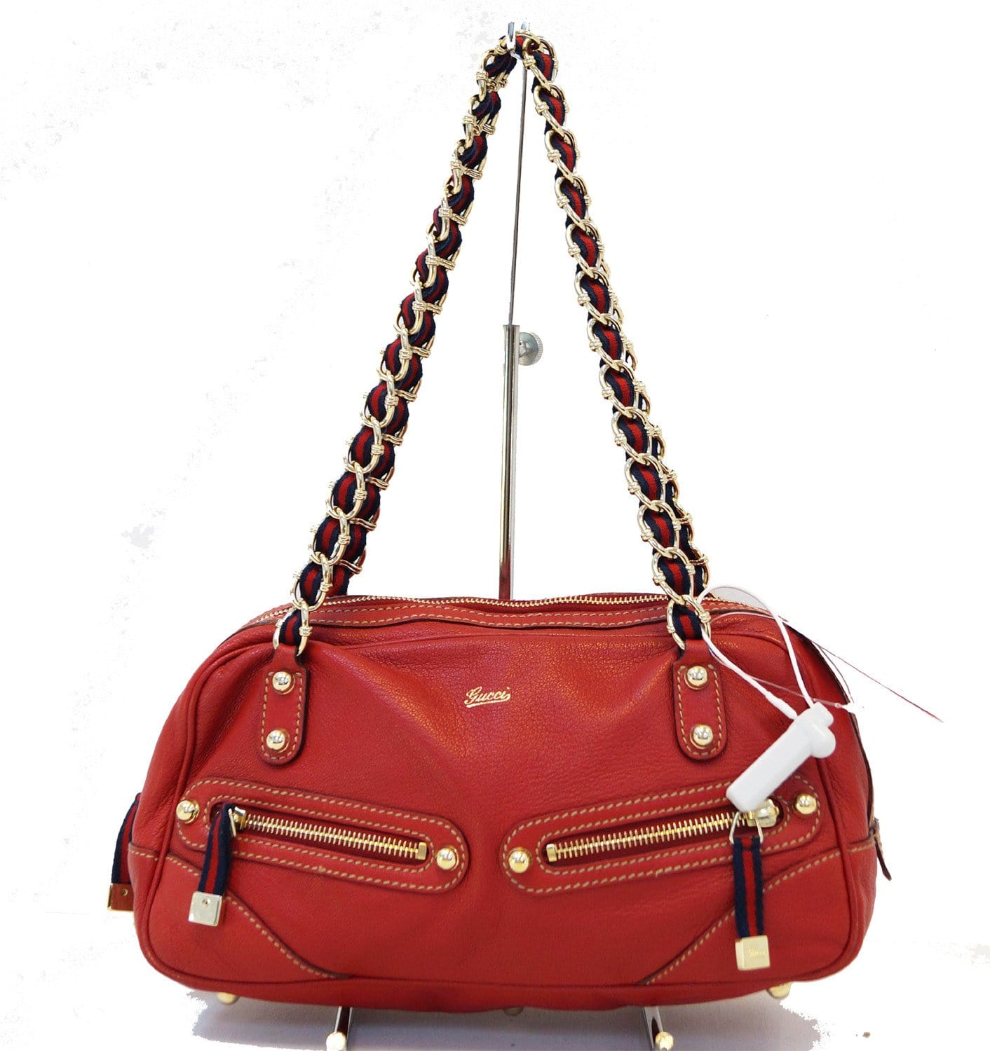 GUCCI Cruise Red Leather Chain Shoulder Bag