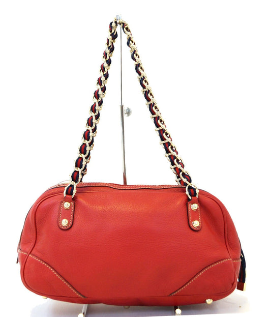 GUCCI Cruise Red Leather Chain Shoulder Bag
