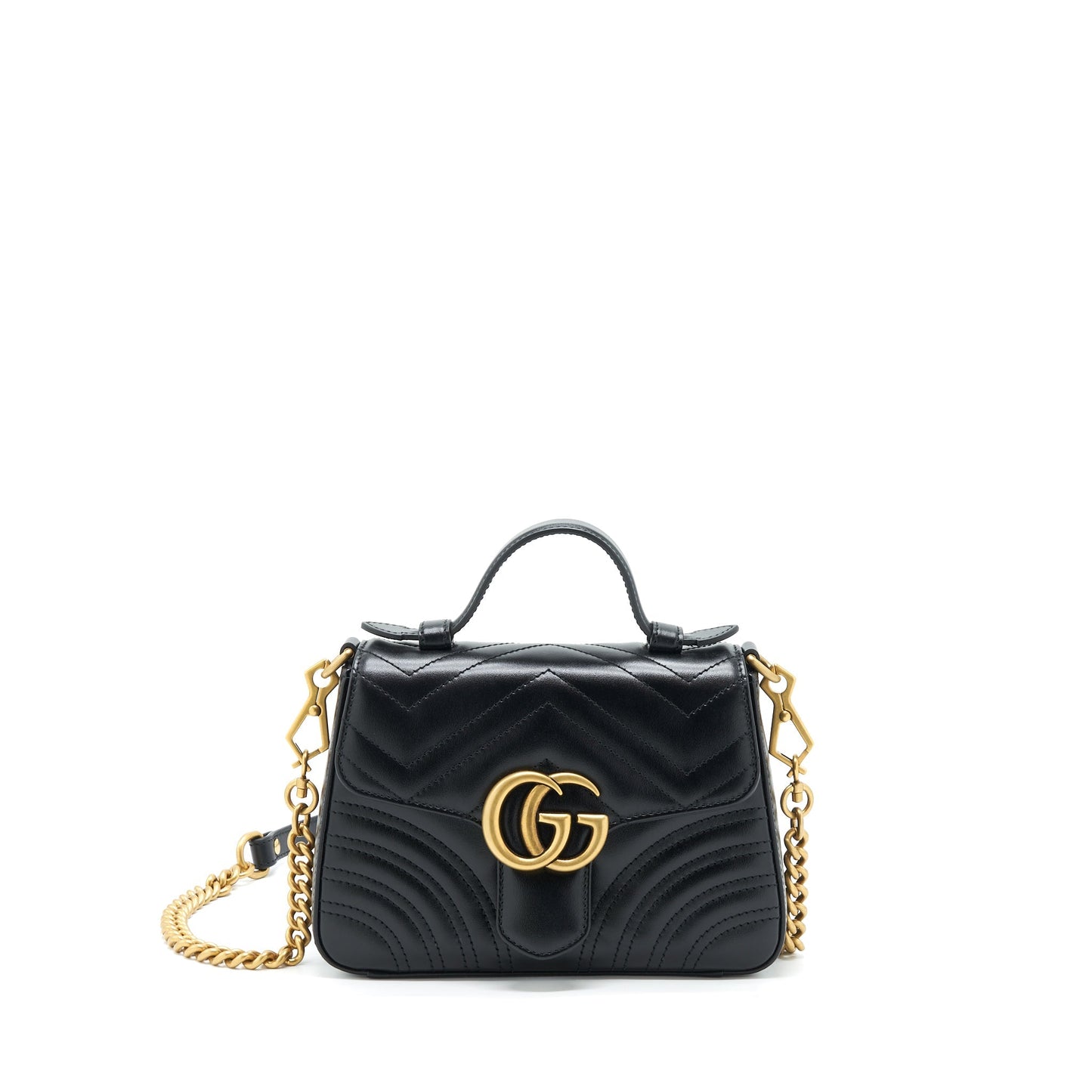 Gucci GG Marmont Mini Top Handle Bag Calfskin Black