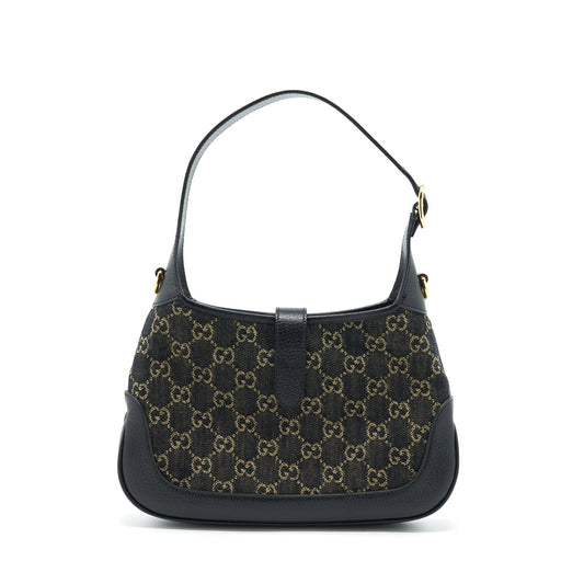 Gucci Jackie 1961 Small Shoulder Bag Denim/Leather Black