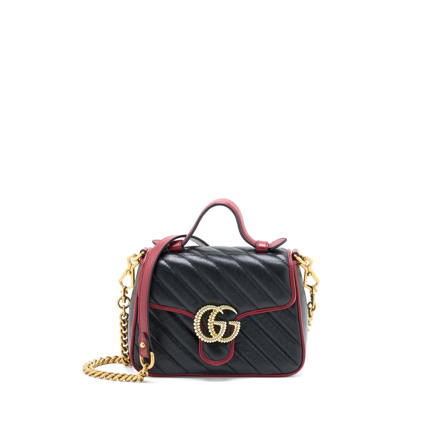 Gucci GG Marmont Mini Top Handle Bag Calfskin Black/Red