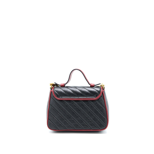 Gucci GG Marmont Mini Top Handle Bag Calfskin Black/Red